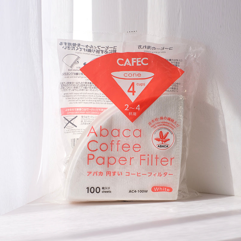 CAFEC Abaca Cone Filter Paper 2-4cup (White) - 100pcs